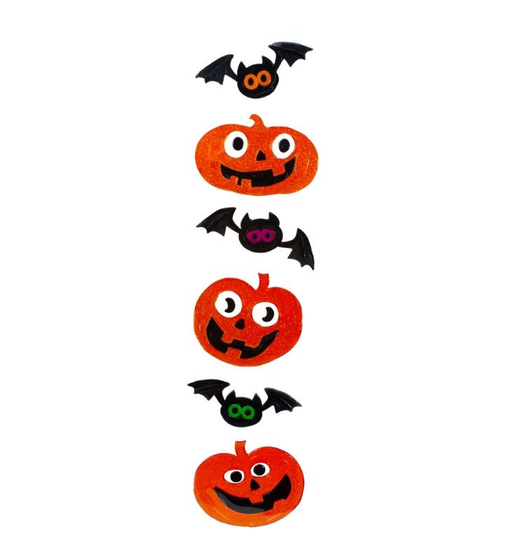 6 piece Jack o lantern And Bats Halloween Gel Window Clings