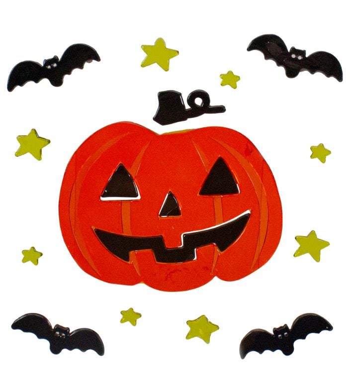 18-piece Jack-o-lantern And Bat Halloween Gel Window Clings