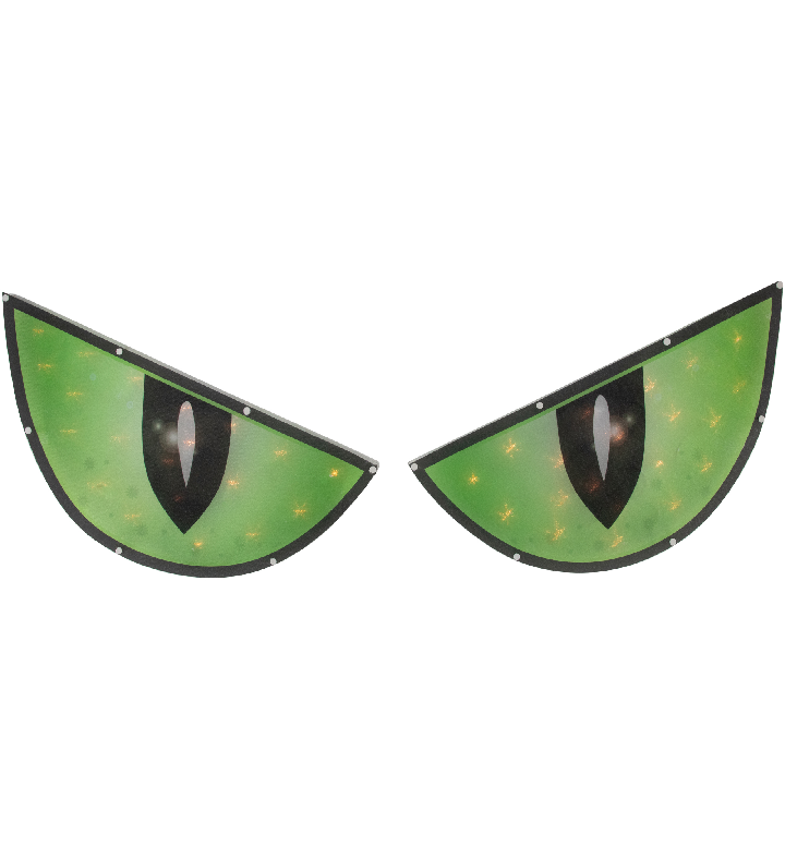 Set Of 2 Lighted Green & Black Eyes Window Silhouette Decorations 40"