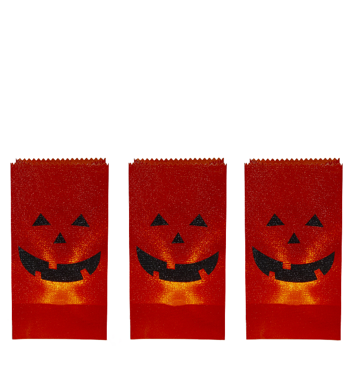 Set Of 3 Jack O' Lantern Halloween Luminary Pathway Markers   5ft Wire