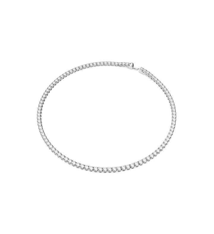 Matrix Tennis Necklace, Round Cut, White, Rhodium Plated