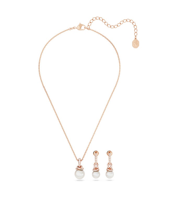Originally Set, Crystal Pearl, White, Rose Gold tone Plated