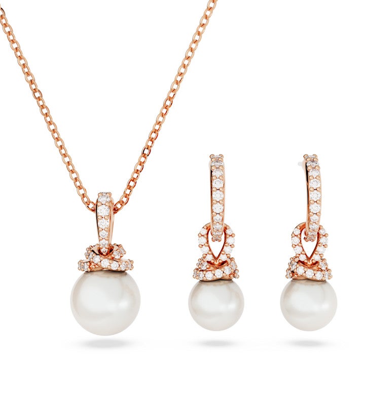 Originally Set, Crystal Pearl, White, Rose Gold tone Plated