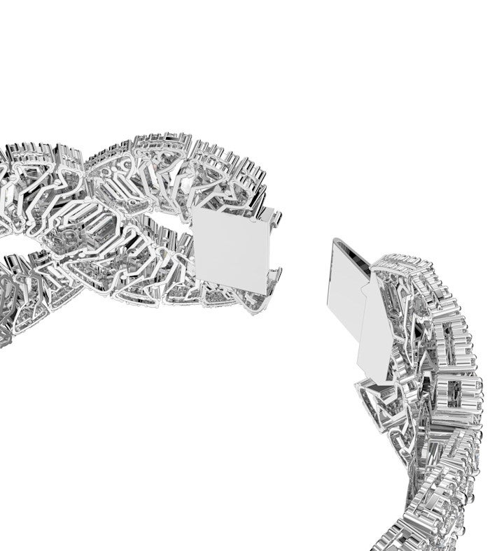Hyperbola Bracelet, Mixed Cuts, Infinity, White, Rhodium Plated