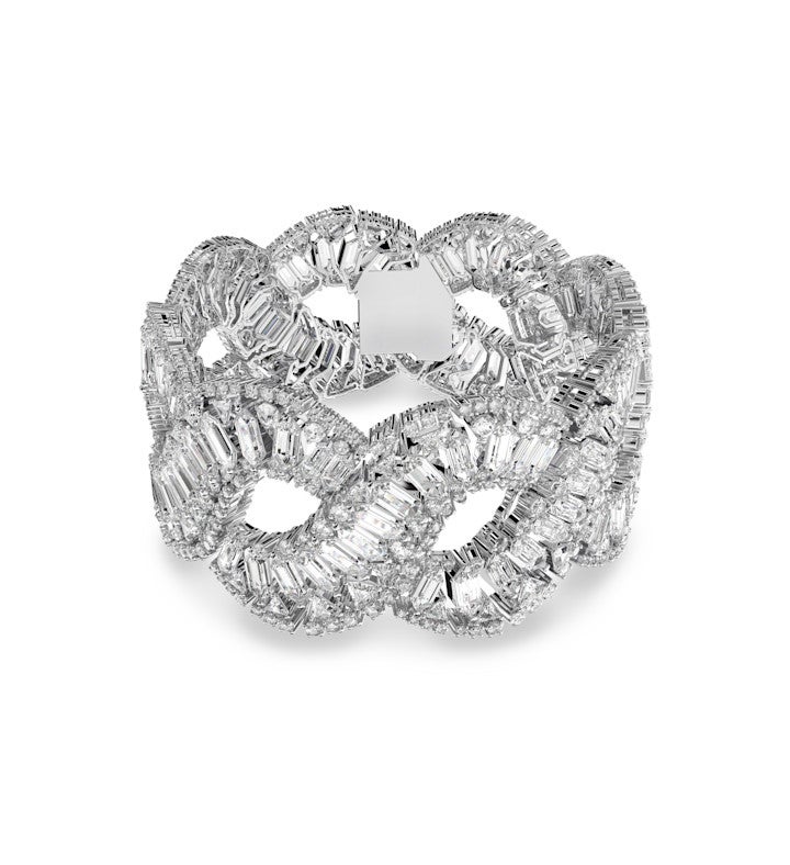 Hyperbola Bracelet, Mixed Cuts, Infinity, White, Rhodium Plated