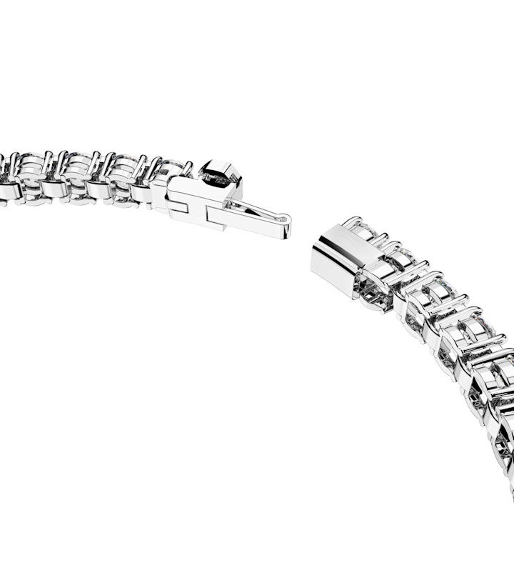 Matrix Tennis Bracelet, Round Cut, White, Rhodium Plated