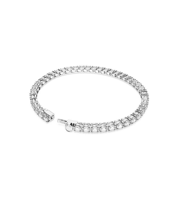 Matrix Tennis Bracelet, Round Cut, White, Rhodium Plated