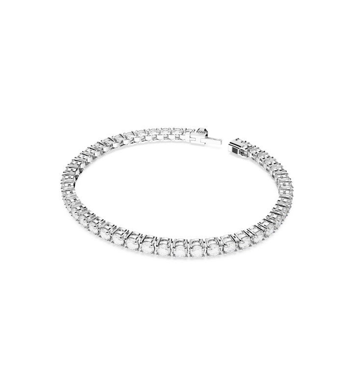Matrix Tennis Bracelet, Round Cut, White, Rhodium Plated