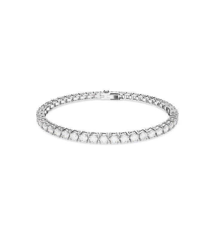 Matrix Tennis Bracelet, Round Cut, White, Rhodium Plated