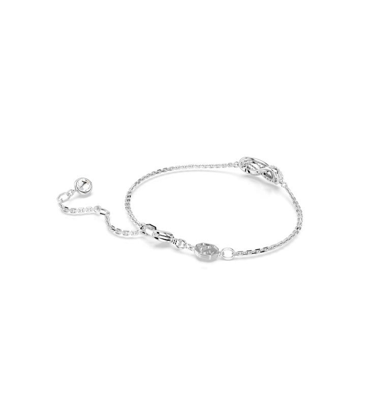 Hyperbola Bracelet, Infinity, White, Rhodium Plated