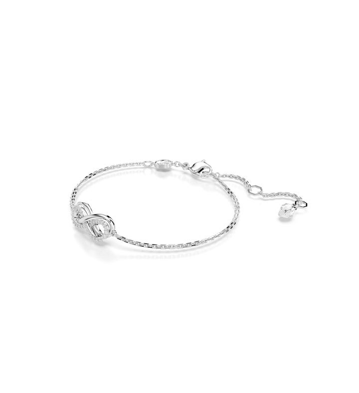 Hyperbola Bracelet, Infinity, White, Rhodium Plated