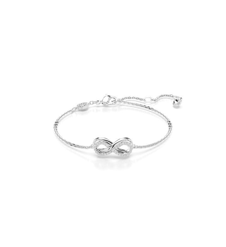 Hyperbola Bracelet, Infinity, White, Rhodium Plated