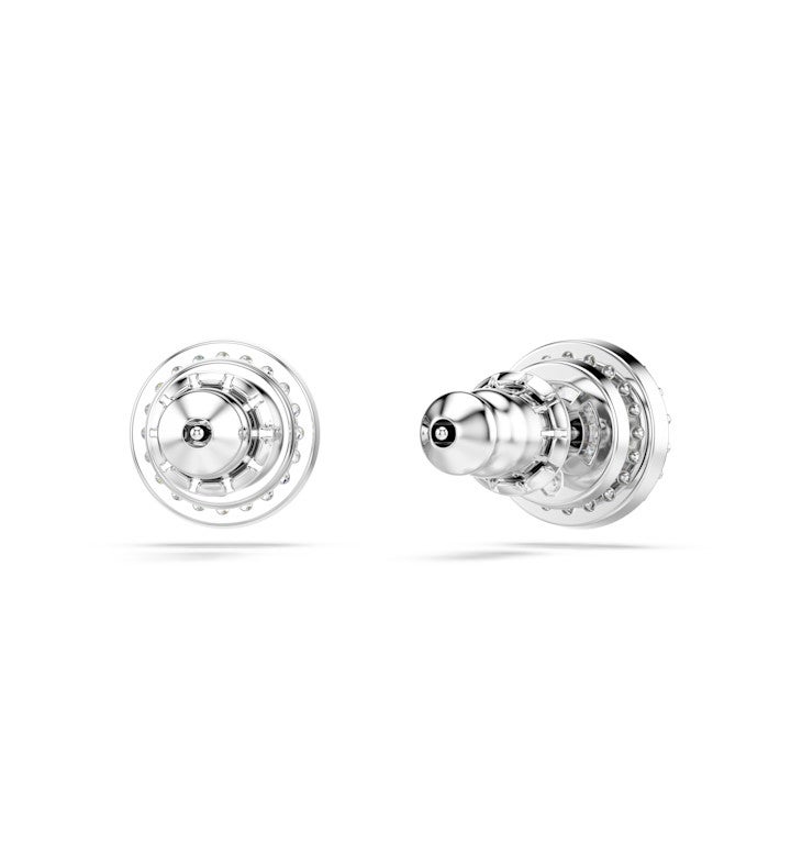 Una Angelic Stud Earrings, Round Cut, Pave, White, Rhodium Plated