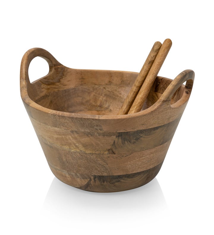 Ciotola Large Serving Bowl With Handles,  mango Wood