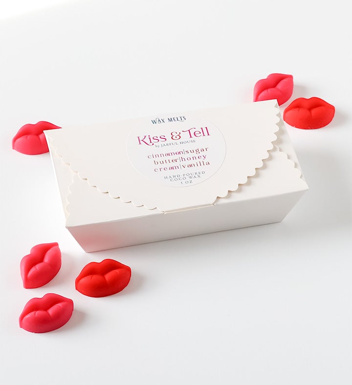 Kiss & Tell Gift Bundle: Xoxo Candle, Lip Wax Melts, Velvet Rose Bath Salts