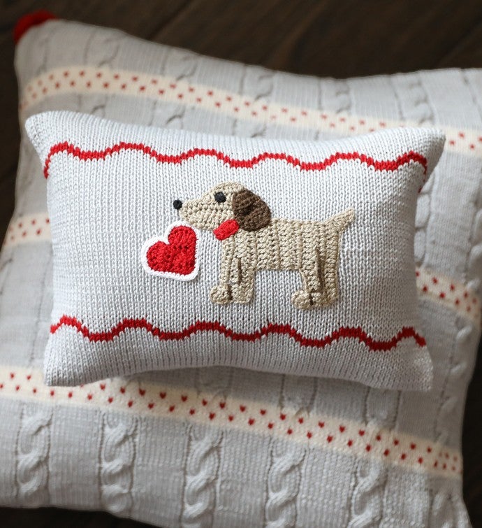 Valentine Puppy Mini Pillow   Grey