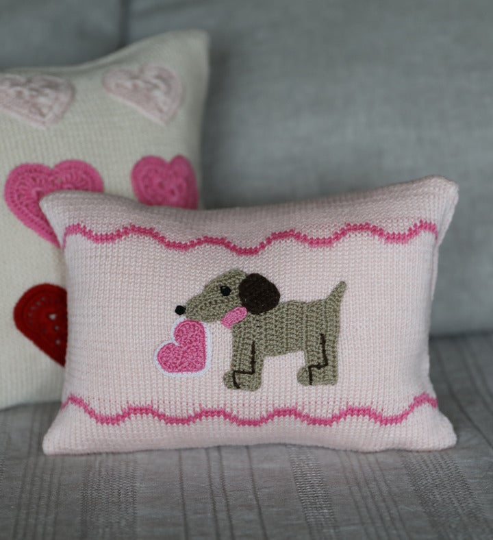 Valentine Puppy Mini Pillow - Pink