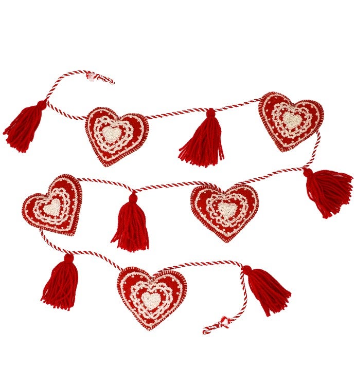 Valentine Heart Garland   Red