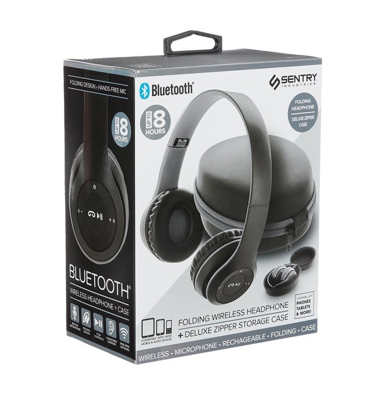 Sentry Folding Bluetooth On ear Headphones With Case    black