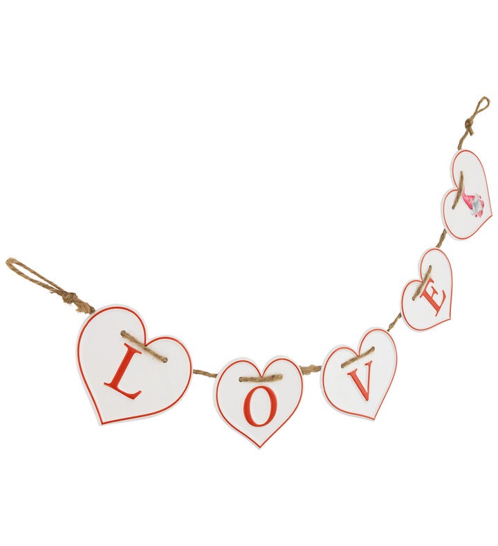 Hearts "love" Valentine's Day Metal Banner - 32" - White And Red