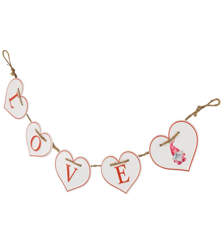 Hearts "love" Valentine's Day Metal Banner - 32" - White And Red