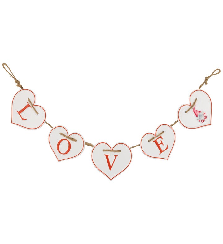 Hearts "love" Valentine's Day Metal Banner   32"   White And Red