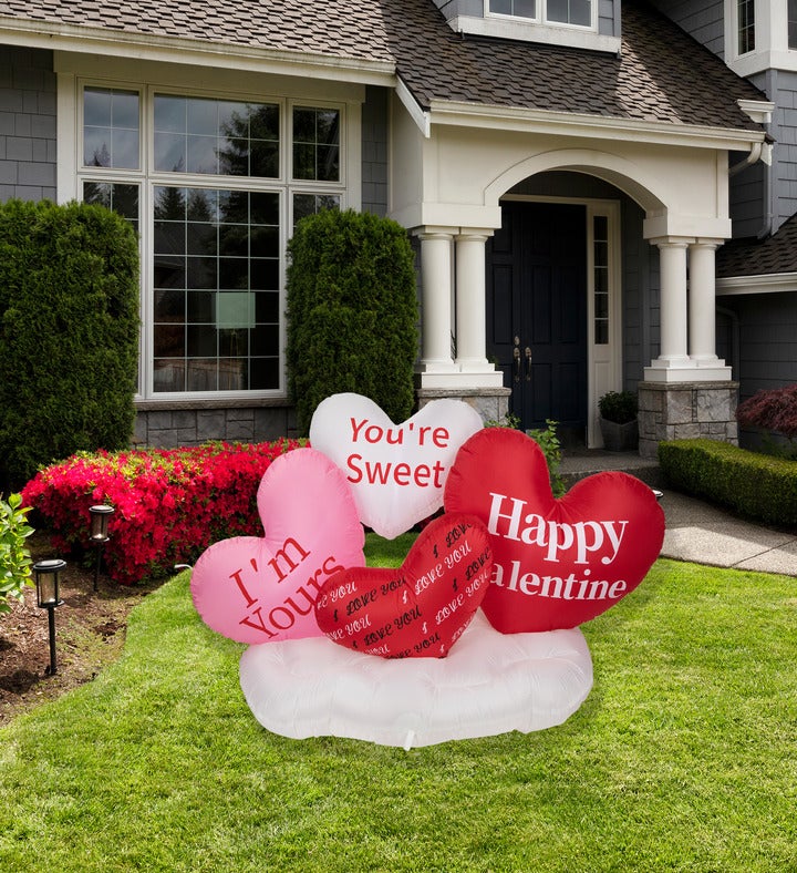 Led Inflatable Valentine's Day Conversation Hearts Outdoor Decoration - 5'
