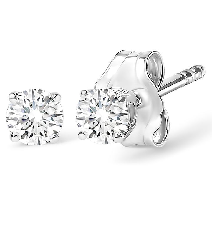 Silver 1/5 Cttw Lab Grown Diamond Solitaire Stud Earrings