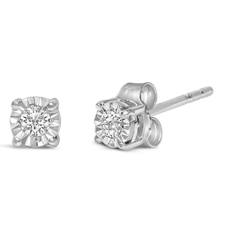 .925 Sterling Silver 1/10 Cttw Lab Grown Diamond Miracle-set Stud Earrings