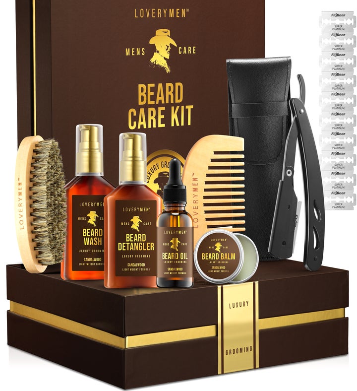 Lovery MEN Beard Care Kit   11Pc Sandalwood Scented Grooming Kit