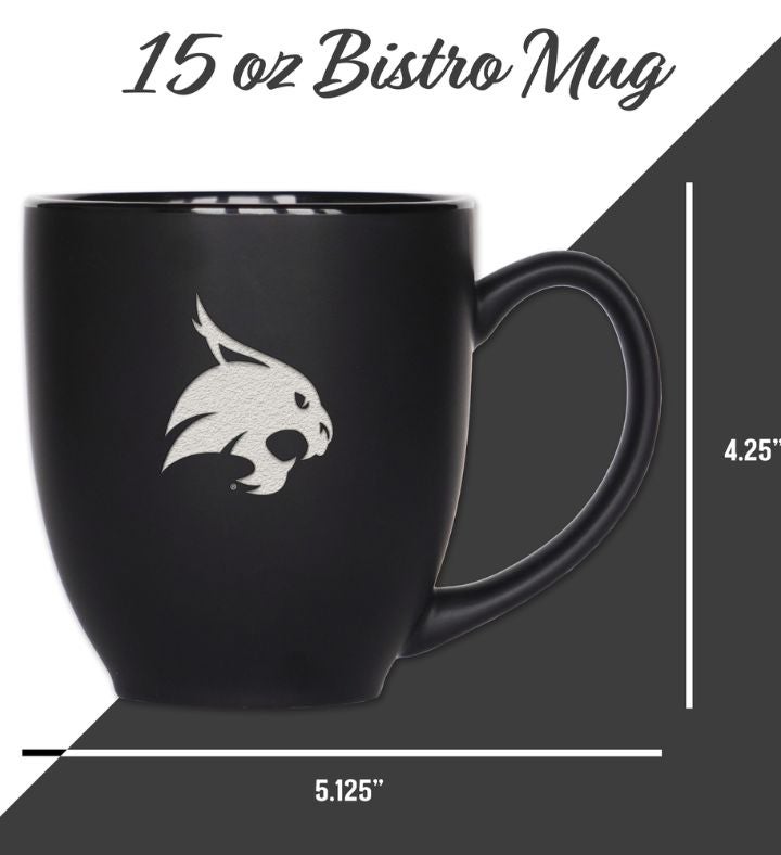 College 15oz Matte Black Ceramic Bistro Mug