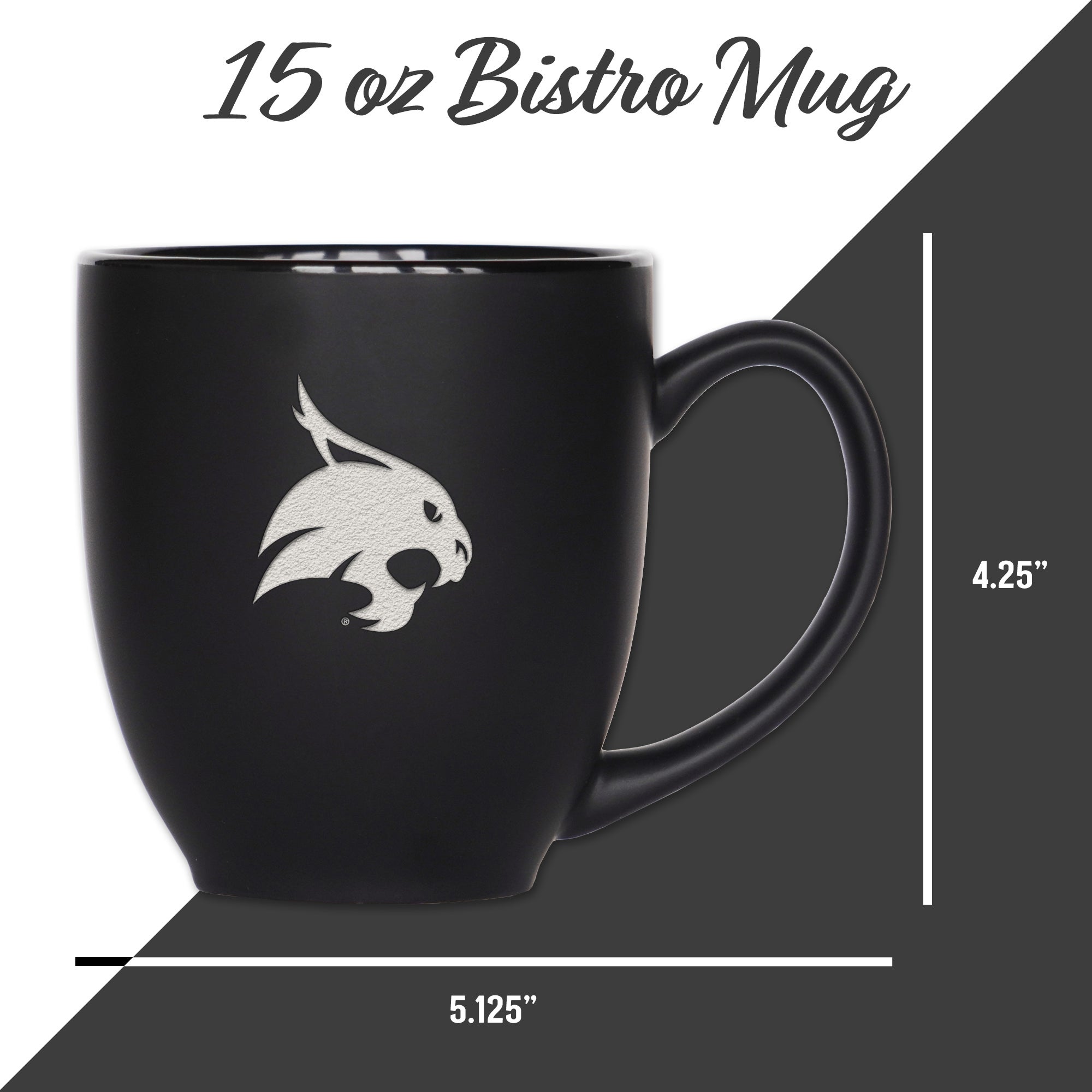 College 15oz Matte Black Ceramic Bistro Mug