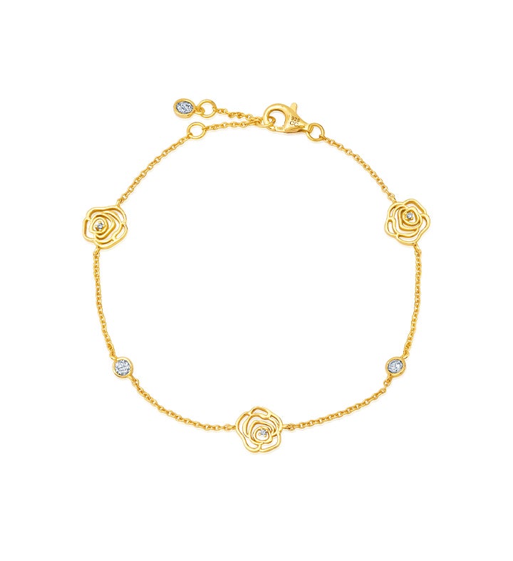 Crislu Rose Bezel Set Station Bracelet
