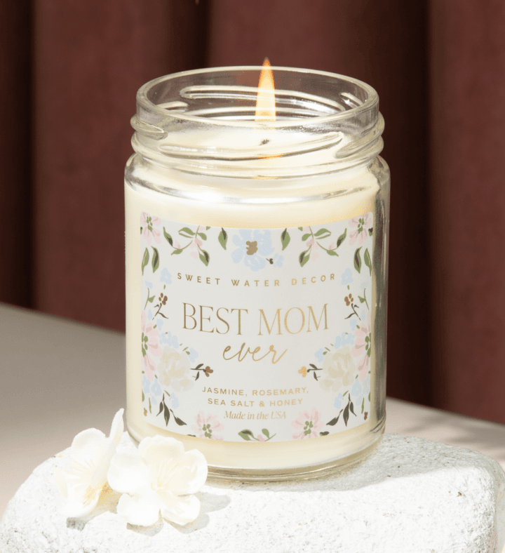 Best Mom Ever 9oz Candle With Patterned Label