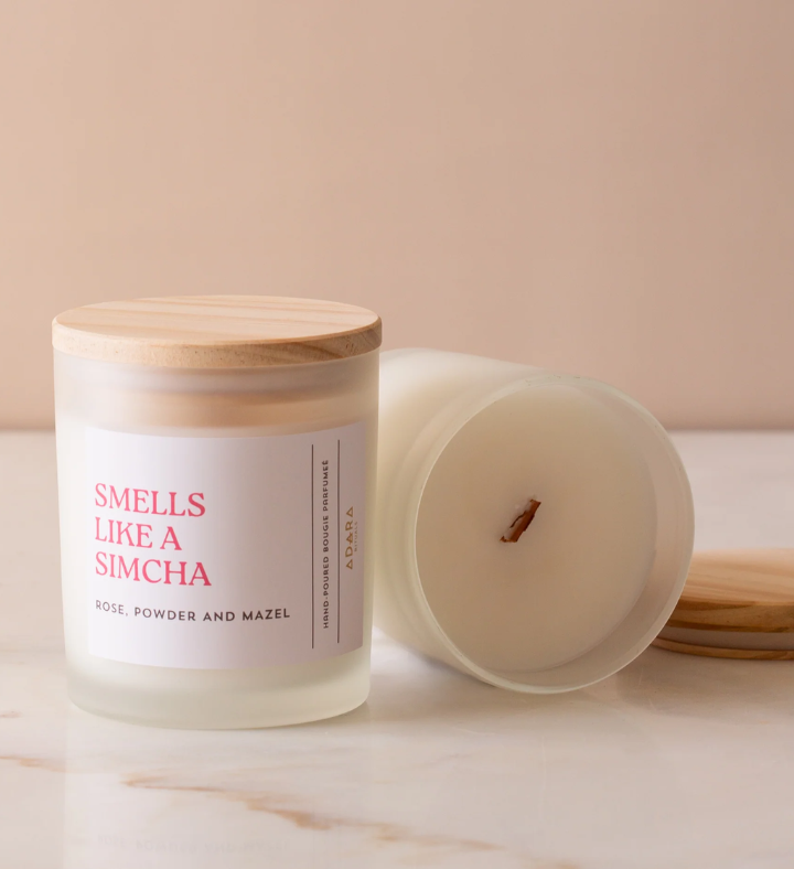 Smells Like A Simcha   Rose, Powder, And Mazel Scented Candle
