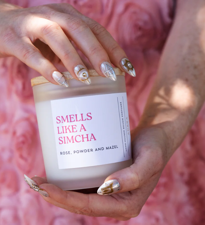 Smells Like A Simcha   Rose, Powder, And Mazel Scented Candle