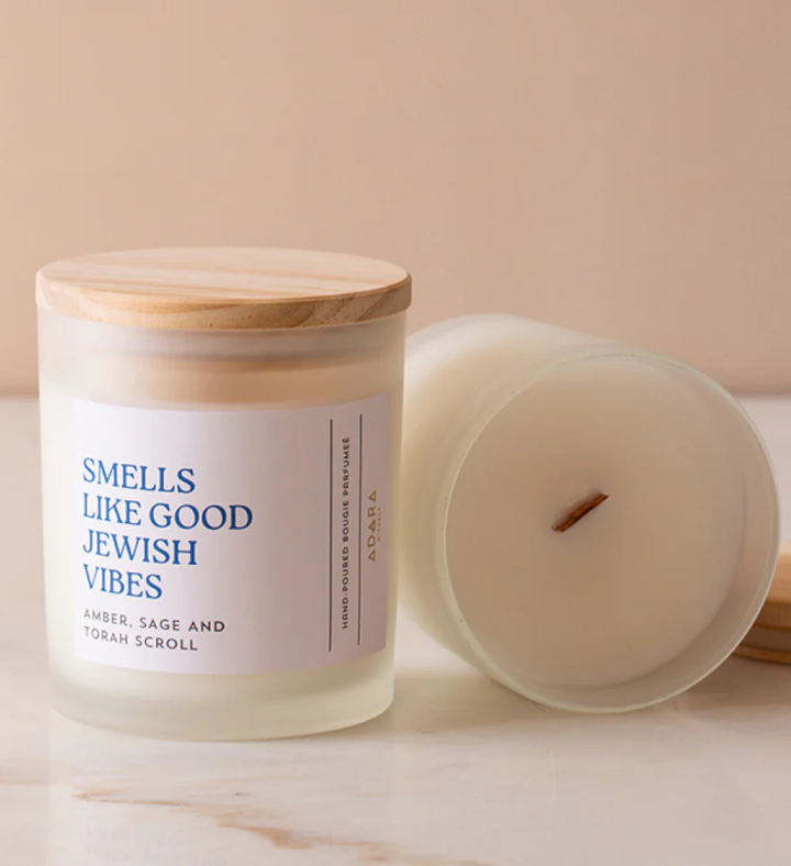 Smells Like Good Jewish Vibes   Amber, Sage & Torah Scroll Scented Candle