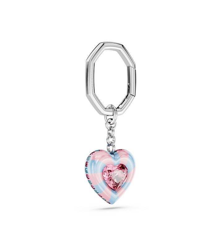 Key Ring, Heart Cut, Heart, Multicolored, Rhodium Plated