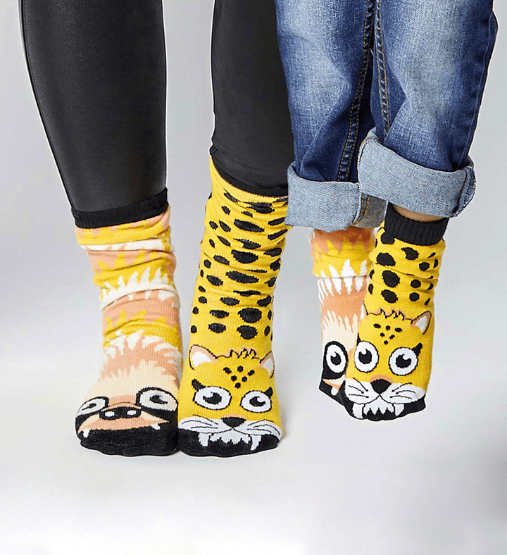 Sloth & Cheetah Mismatchy Set  2 Pairs!    Adult Large + Adult Large