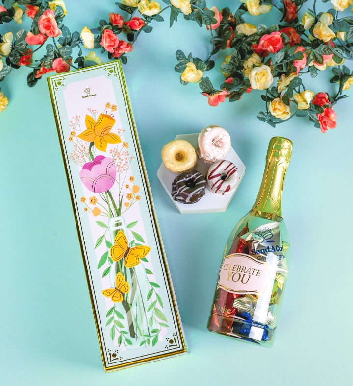 Floral Birthday Bubble Box With Donuts