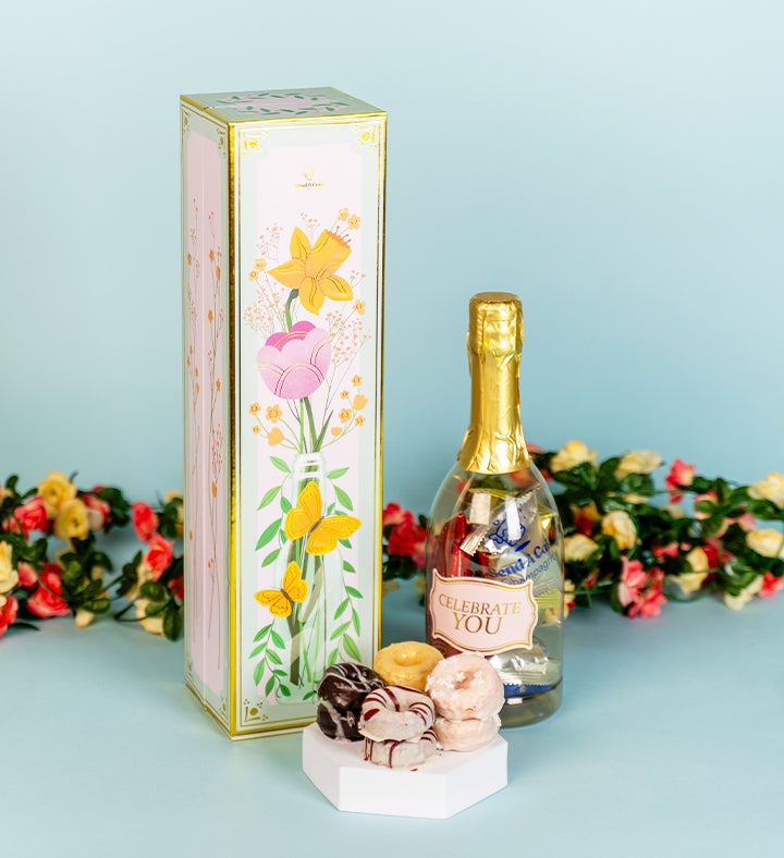 Floral Birthday Bubble Box With Donuts