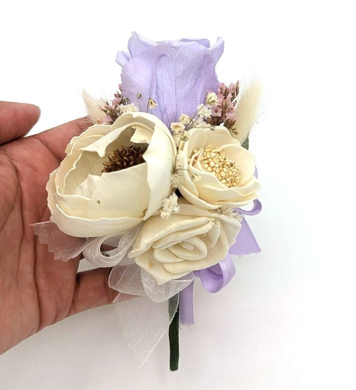 Lasting Preserved Lavender Rose Boutonniere