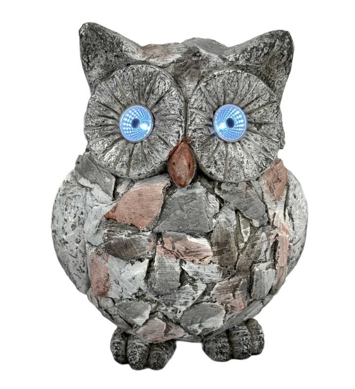 Owl Garden Statue W/ Solar Led Eyes 14"