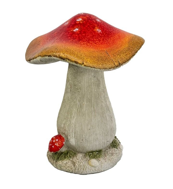 Mushroom Resin Garden Statue 15.6"