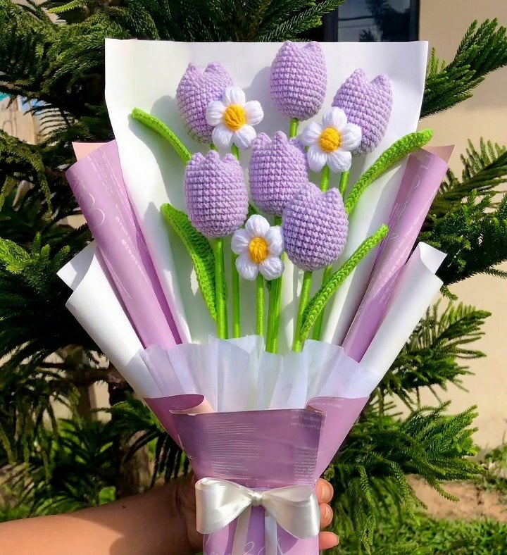 Handmade Crochet Plush Lily And Baby's Breath