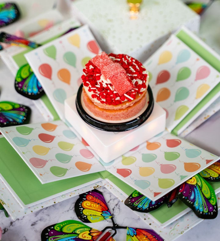  Strawberry Cake With Celebration Spinning Music Stand
