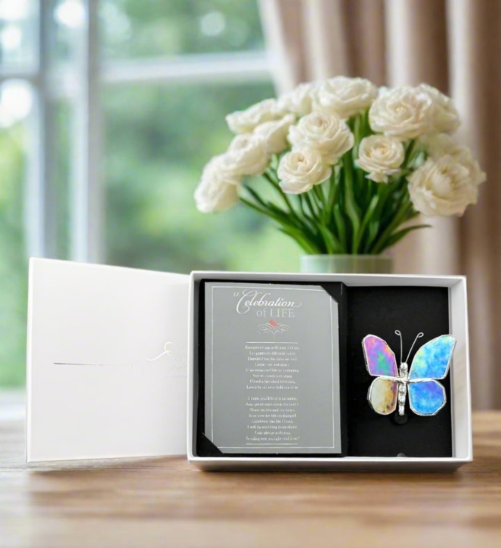 Celebration Of Life Glass Butterfly – Memorial Gift With Poem And Card