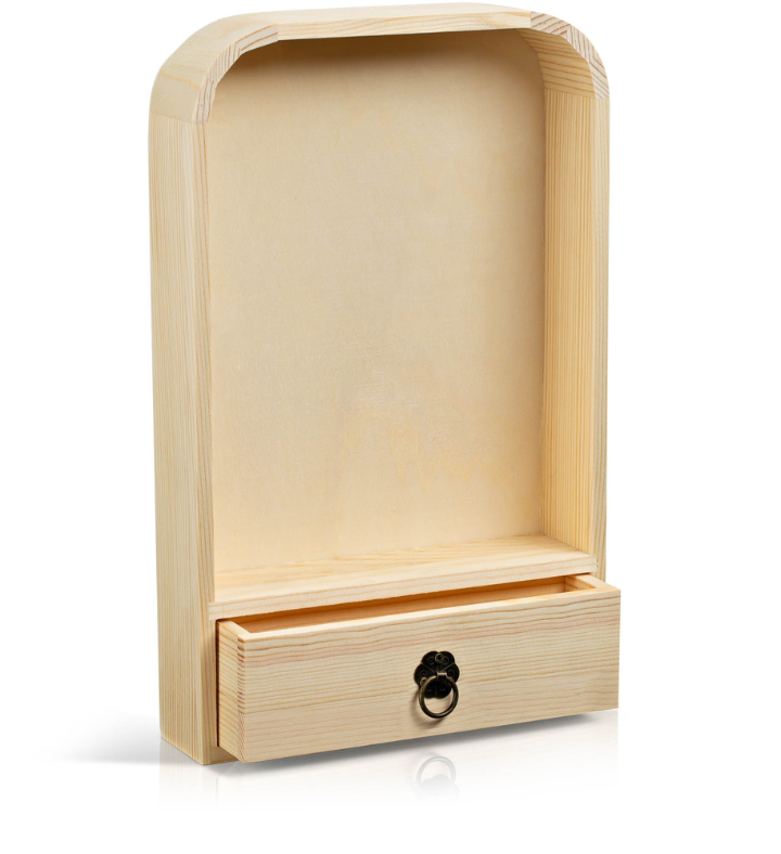 Elegant Modern Strawberry Bath and Body Gift Set in a Natural Wood Curio