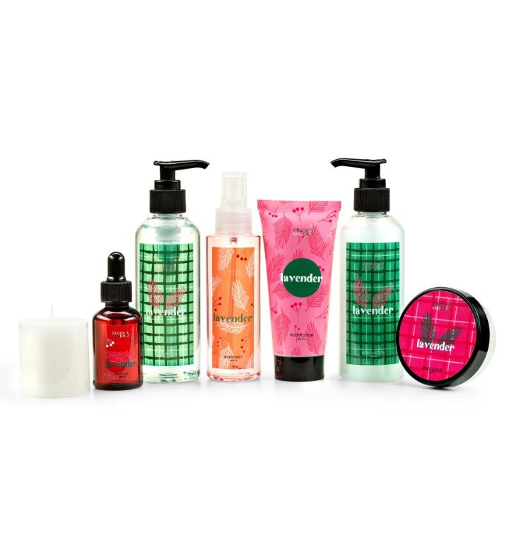 Holiday Lavender 9-Pc Bath & Body Spa Gift Set for Women in A Wicker Basket