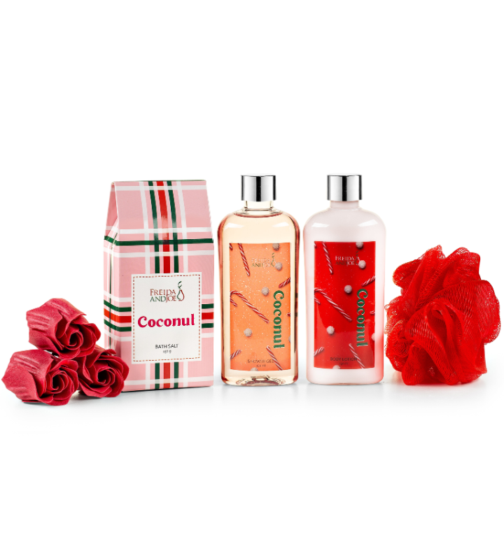 Coconut Spa Gift Basket 6-Pc Bath & Body Set in A Wicker Basket